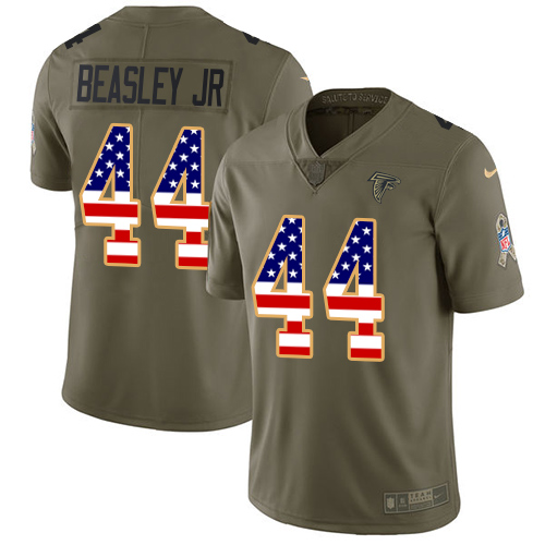 Nike Falcons #44 Vic Beasley Jr Olive/USA Flag Men's Stitched NFL Limited Salute To Service Jersey - Click Image to Close